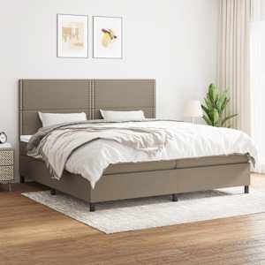 Box spring postel s matrací taupe 200x200 cm textil - obrázek 1