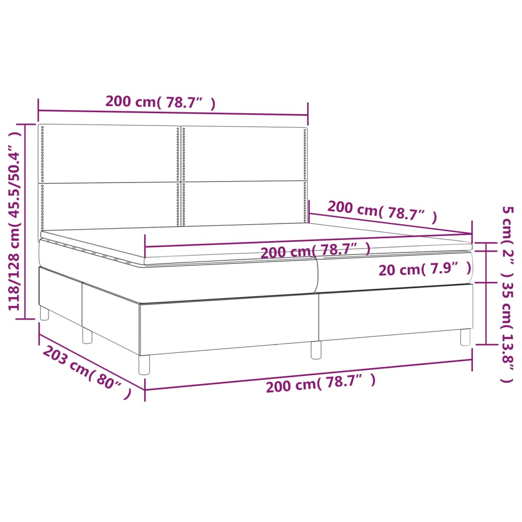 Box spring postel s matrací krémová 200x200 cm textil