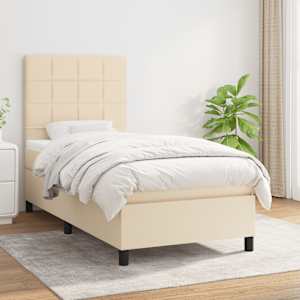 Box spring postel s matrací krémová 80 x 200 cm textil - obrázek 1