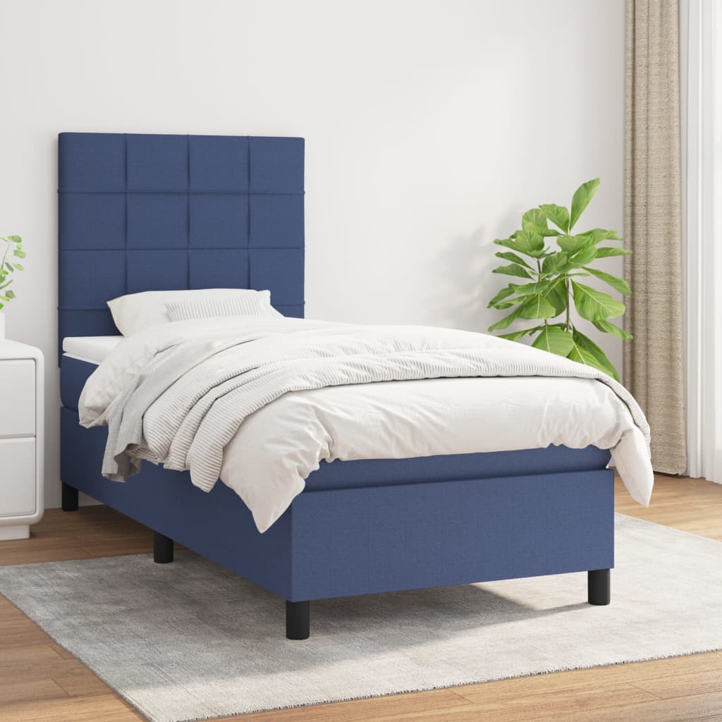 vidaXL Boxspringbett mit Matratze Blau 80x200 cm Stoff