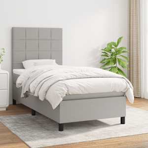 Box spring postel s matrací světle šedá 90x190 cm textil - obrázek 1
