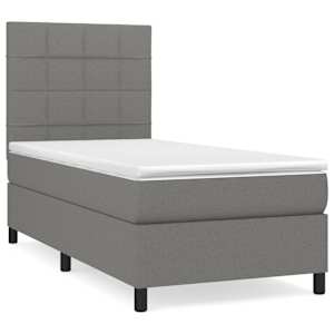 Box spring postel s matrací tmavě šedá 90x190 cm textil - obrázek 2