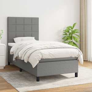 Box spring postel s matrací tmavě šedá 90x190 cm textil - obrázek 1
