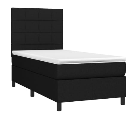 vidaXL Sommier &agrave; lattes de lit avec matelas Noir 90x190 cm Tissu