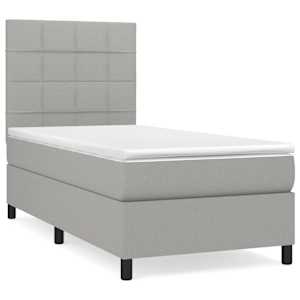 Box spring postel s matrací světle šedý 100 x 200 cm textil - obrázek 2