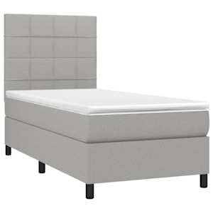Box spring postel s matrací světle šedý 100 x 200 cm textil - obrázek 3