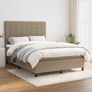 Box spring postel s matrací taupe 140x190 cm textil - obrázek 1