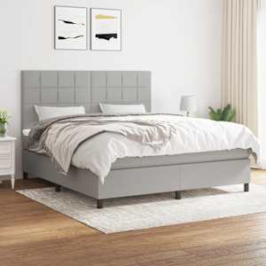 Box spring postel s matrací světle šedá 160 x 200 cm textil - obrázek 1