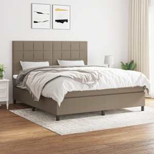 Box spring postel s matrací taupe 160x200 cm textil - obrázek 1