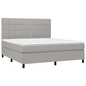 Box spring postelja z vzmetnico svetlo siva 180x200 cm blago - slika 3
