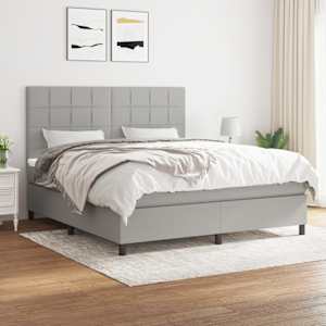 Box spring postel s matrací světle šedá 180 x 200 cm textil - obrázek 1
