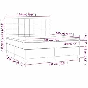 Box spring postel s matrací tmavě šedá 180x200 cm textil - obrázek 6