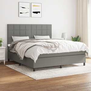 Box spring postel s matrací tmavě šedá 180x200 cm textil - obrázek 1