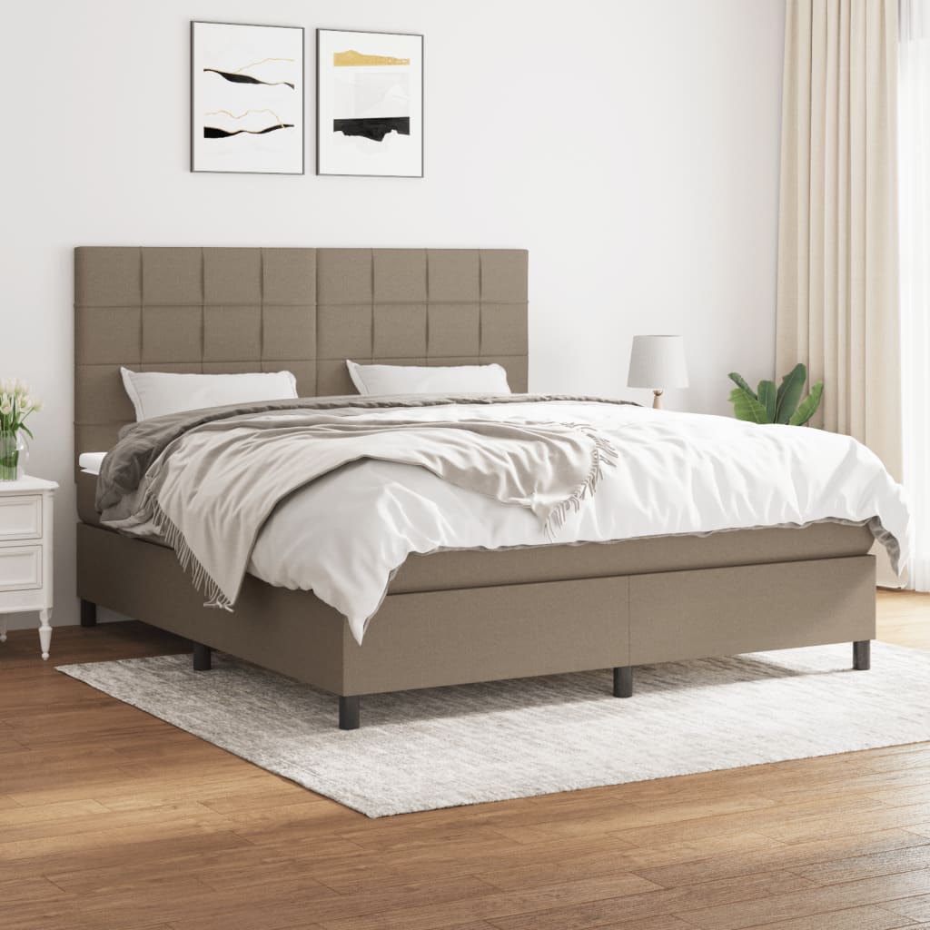 Boxspringbett mit Matratze Taupe 180×200 cm Stoff