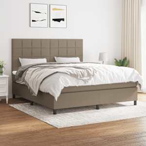 Box spring postel s matrací taupe 180x200 cm textil - obrázek 1