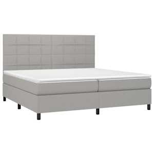 Box spring postel s matrací světle šedá 200 x 200 cm textil - obrázek 3