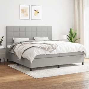 Box spring postel s matrací světle šedá 200 x 200 cm textil - obrázek 1
