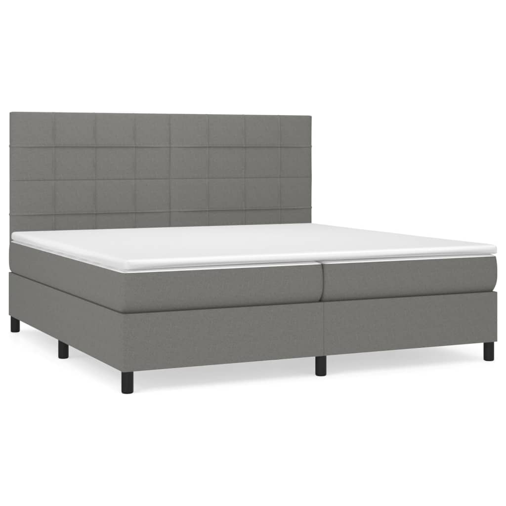 vidaXL Box spring postelja z vzmetnico temno siva 200x200 cm blago