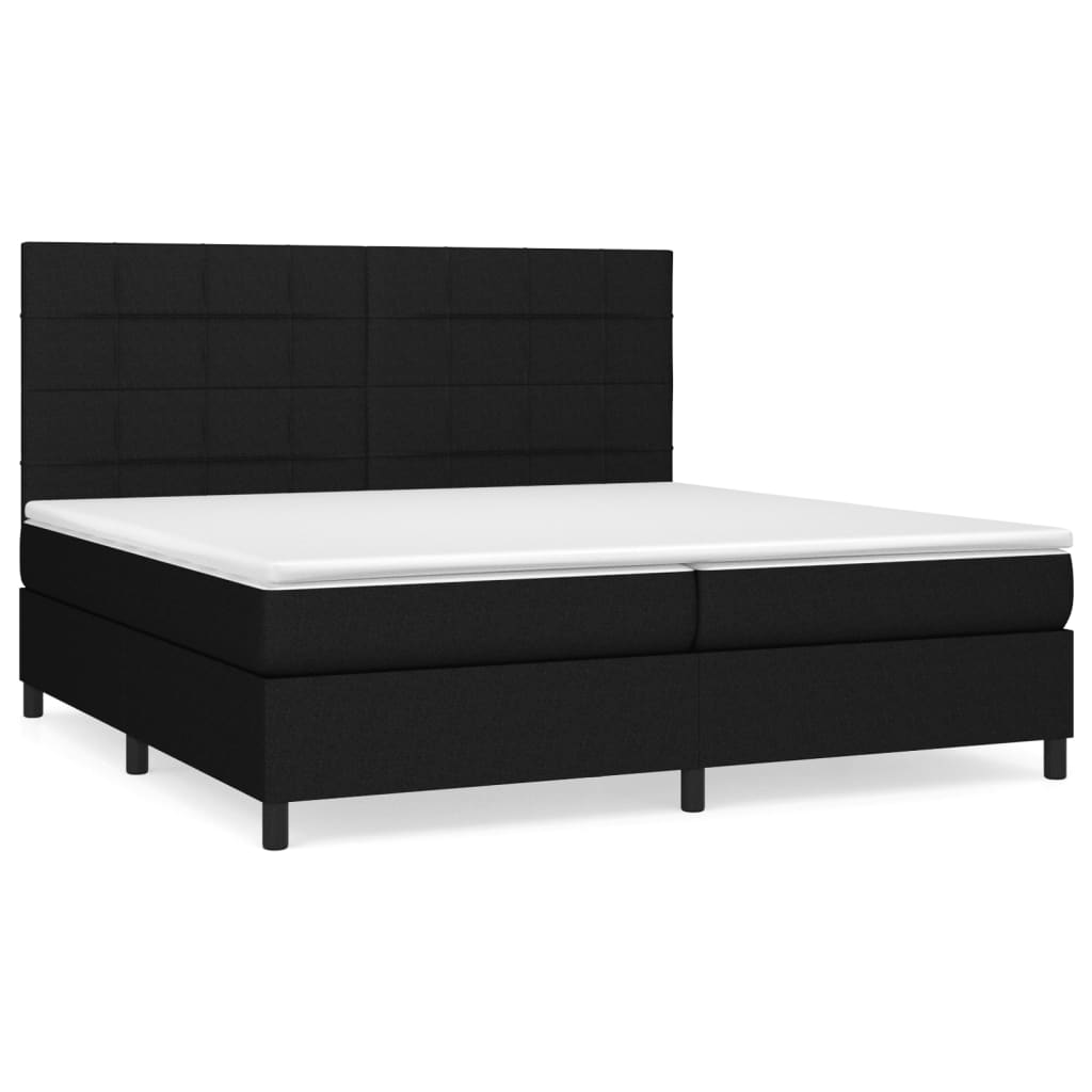 vidaXL Box spring postel s matrací černá 200x200 cm textil