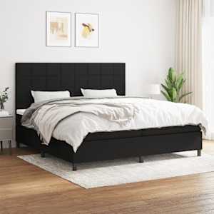 Box spring postel s matrací černá 200x200 cm textil - obrázek 1