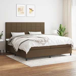 Box spring postel s matrací tmavě hnědá 200x200 cm textil - obrázek 1
