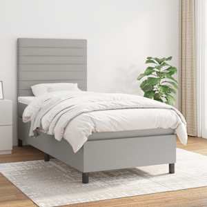 Box spring postel s matrací světle šedá 80 x 200 cm textil - obrázek 1