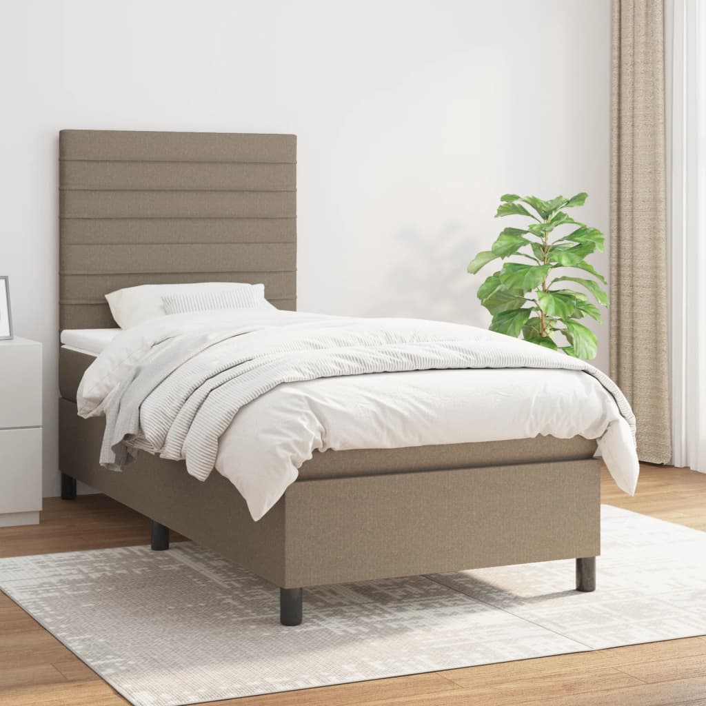 Box spring postel s matrací taupe 80x200 cm textil