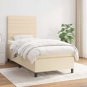 Box spring postel s matrací krémová 80 x 200 cm textil - obrázek 1