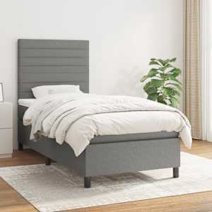 Box spring postel s matrací tmavě šedá 90x190 cm textil - obrázek 1