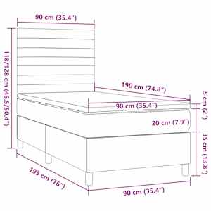 Box spring postel s matrací taupe 90x190 cm textil - obrázek 6