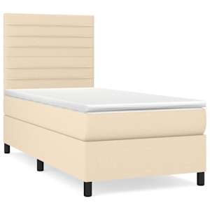 Box spring postel s matrací krémová 90x190 cm textil - obrázek 2