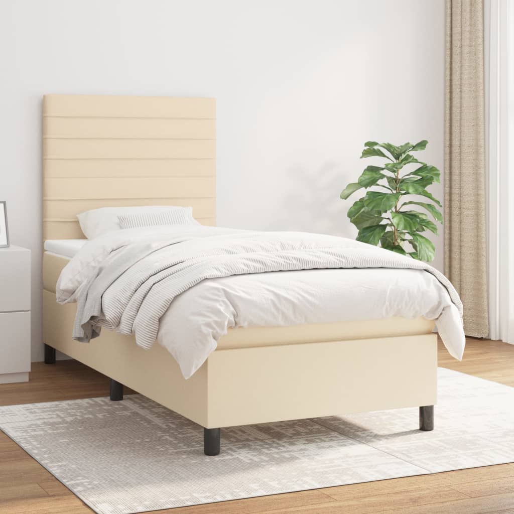 Box spring postel s matrací krémová 90x190 cm textil