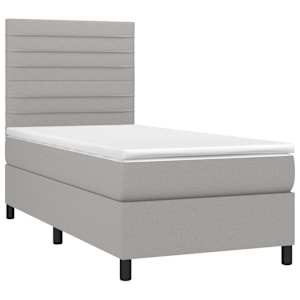 Box spring postel s matrací světle šedý 100 x 200 cm textil - obrázek 3