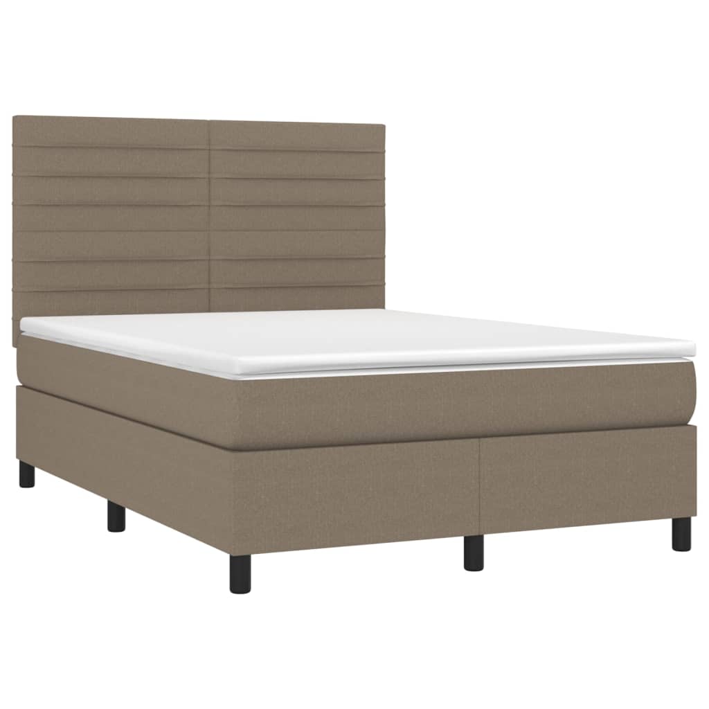 vidaXL Boxspring met matras stof taupe 140x190 cm afbeelding