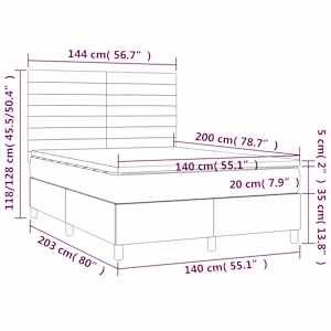 Box spring postel s matrací tmavě šedá 140x200 cm textil - obrázek 6