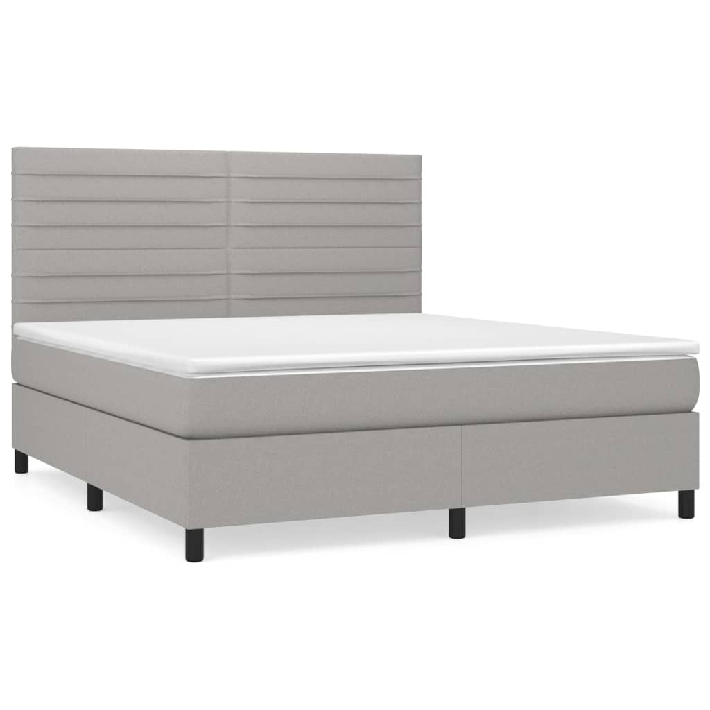 vidaXL Box spring postelja z vzmetnico svetlo siva 160x200 cm žamet