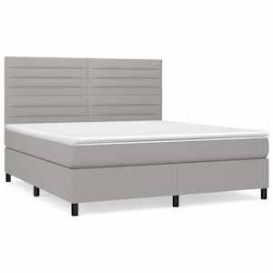 Box spring postel s matrací světle šedá 160 x 200 cm textil - obrázek 2