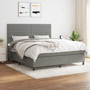 Box spring postel s matrací tmavě šedá 160x200 cm textil - obrázek 1