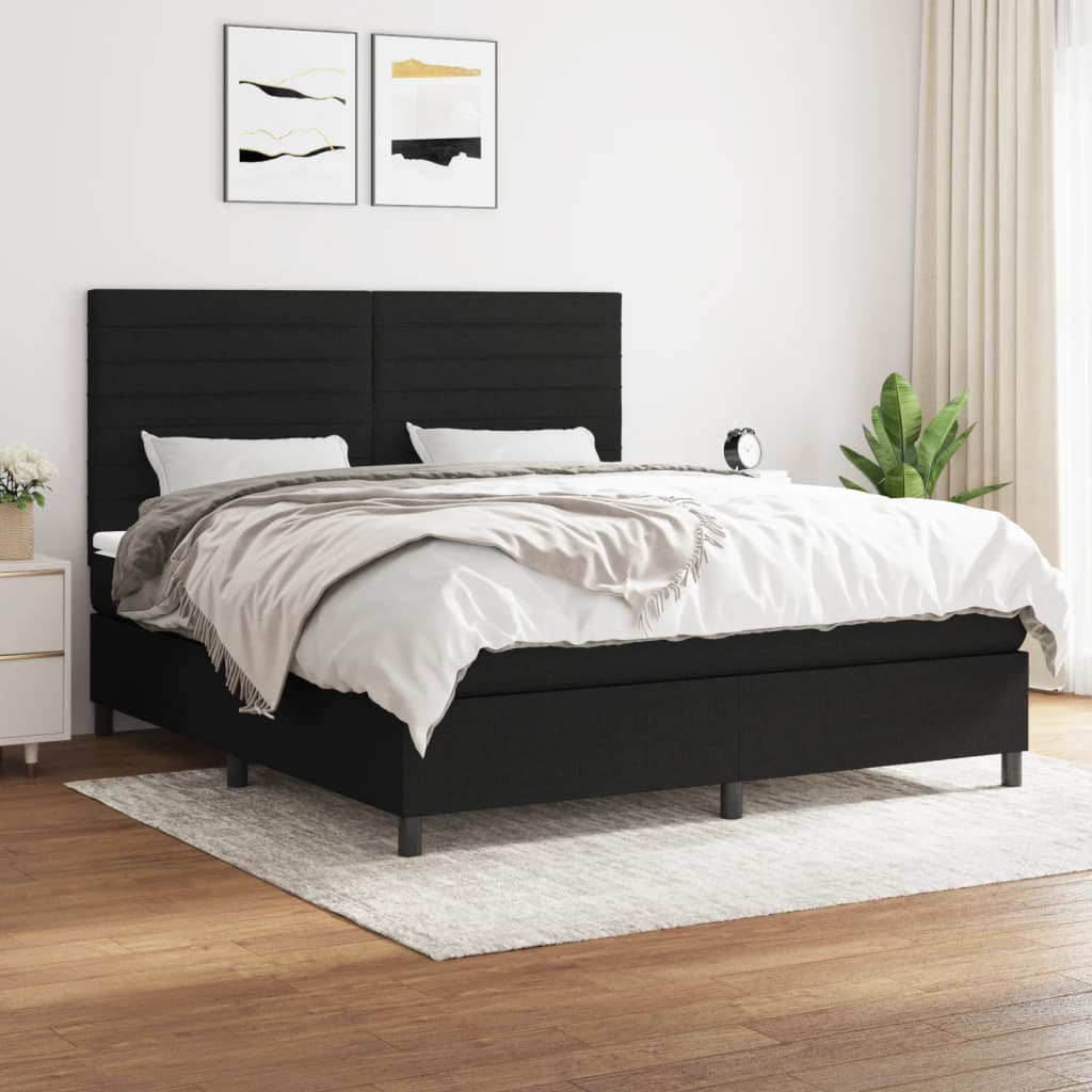 Boxspringbett mit Matratze Schwarz 160×200 cm Stoff