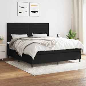 Box spring postel s matrací černá 160x200 cm textil - obrázek 1