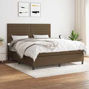 Box spring postel s matrací tmavě hnědá 160x200 cm textil - obrázek 1