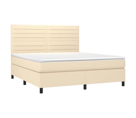 vidaXL Boxspring met matras stof cr&egrave;mekleurig 160x200 cm