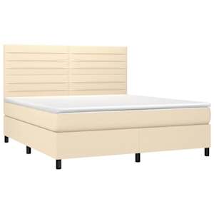 vidaXL Boxspring met matras stof cr&egrave;mekleurig 160x200 cm