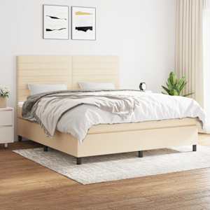 Box spring postel s matrací krémová 160x200 cm textil - obrázek 1