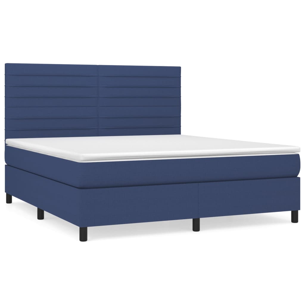 vidaXL Boxspring met matras stof blauw 160x200 cm