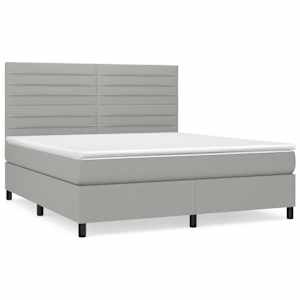 Box spring postel s matrací světle šedá 180 x 200 cm textil - obrázek 2