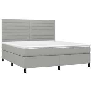 Box spring postel s matrací světle šedá 180 x 200 cm textil - obrázek 3