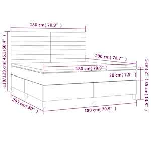 Box spring postelja z vzmetnico svetlo siva 180x200 cm blago - slika 6