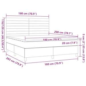 Box spring postel s matrací tmavě hnědá 180x200 cm textil - obrázek 6