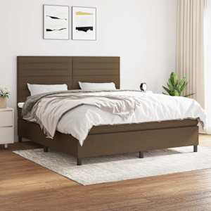 Box spring postel s matrací tmavě hnědá 180x200 cm textil - obrázek 1